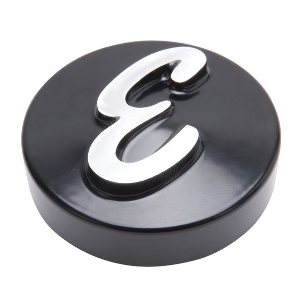 Edelbrock EDELBROCK "E" AIR CLEANER NUT, 2-1/8" DIAMETER, BLACK W/ RAW ALUM. "E" 4271